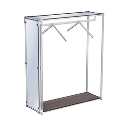 Хромированный стенд- в центр зала, торец-зеркало ZTD-12 №1-4 с полкой Зеркало 4 мм, Ясень Анкор темный