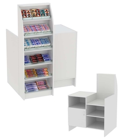 Торговый кассовый прилавок с шестью узкими наклонными полками для выкладки товаров импульсных покупок Импульс №2-3-450, Серый