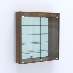 Витрина настенная №204-4А зеркальная с подсветкой, Орех