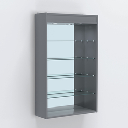 Витрина настенная №202-4Г высокая зеркальная с подсветкой, Темно-Серый