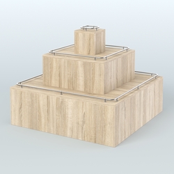 Островок-пирамида с хромирован- ными ограничителями для торговых центров №1-ХО, Дуб сонома