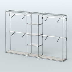 Торговая система ХРОМ без ДСП 3030 мм с зеркальными полками и поручнями №8, Метрополитан Грей