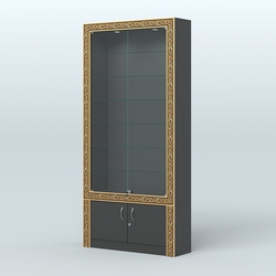 Витрина закрытая с декором №ВБА-31, Черный