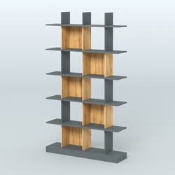 Торговый стеллаж Лофт №4 с ячейками, Темно-Серый  + Дуб Золотистый