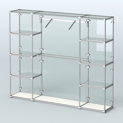 Торговая система ХРОМ (задняя стенка - стекло) 3600 мм с зеркальными полками и поручнями №11, Белый