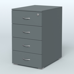 Тумба приставная для компактных столов 4 ящика с замком Тарли, Темно-Серый