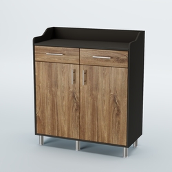 Стойка официанта "Бармен" №6-Н на ножках, Черный + Дуб Канзас Коричневый