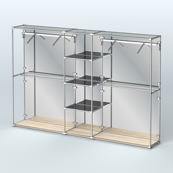 Торговая система ХРОМ (задняя стенка - зеркало) 3030 мм с тонированными полками и поручнями №12, Дуб Сонома