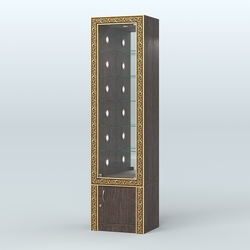 Витрина с декором и стеклянными полками №ВБА-504С, Дуб Венге