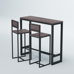 Комплект барный стол "Кофе-брейк" №8 и стулья, Ясень Анкор темный