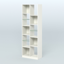 Стеллаж из ДСП серии ЛОФТ №8-3 с полками стекло 5 мм, Белый