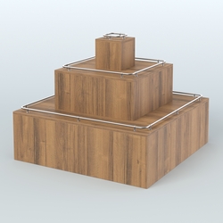 Островок-пирамида с хромирован- ными ограничителями для торговых центров №1-ХО, Орех