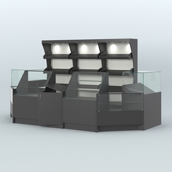 Пристенный павильон с прилавками из ДСП для продажи хлеба и выпечки №4, Черный и Белый