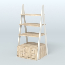 Торговая двусторонняя стойка ЛОФТ №4-950 с узкими выдвижными ящиками, Белый + Дуб Сонома