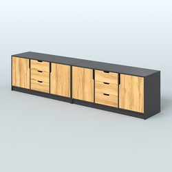 Тумба Модесто, комплект, Черный и Дуб Золотистый U1148