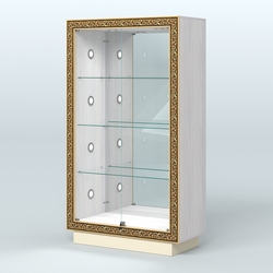 Низкая выставочная витрина с декором НБА-7С, Ясень Анкор светлый и Крем Вайс