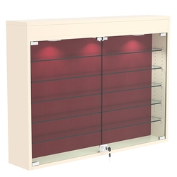 Настенная витрина с бархатом серии БАРОН №3-3А (пять полок), Крем Вайс + 07 Red