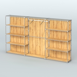 Торговая система ХРОМ (задняя стенка - ДСП) 3600 мм с полками ДСП и поручнями №9, Дуб Золотистый