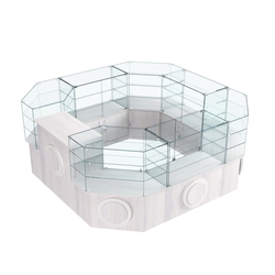 Торговый стеклянный островок с накладками серии КРУГ №2 (7,62 кв.м), Ясень Анкор светлый