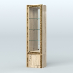 Витрина зеркальная с декором №ВБА-4, Дуб сонома