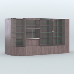 Угловой торговый павильон из ДСП СЭСП №6 (8, 82 кв.м), Ясень Анкор темный