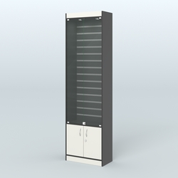 Витрина закрытая из ДСП с экономпанелью для аптеки №2-300-4, Черный + Белый