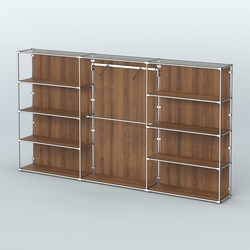 Торговая система ХРОМ (задняя стенка - ДСП) 3600 мм с полками ДСП и поручнями №9, Орех