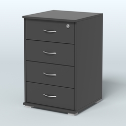 Тумба Нотте подкатная (4 ящика с замком), Черный