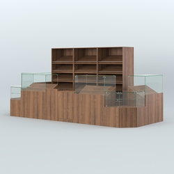 Пристенный павильон с прилавками и стеллажами для торговли хлебом и выпечкой №5, Орех