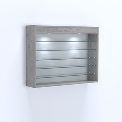 Витрина настенная №203-7Г открытая с пятью полками и фризом, Бетон Чикаго светло-серый F186 ST9