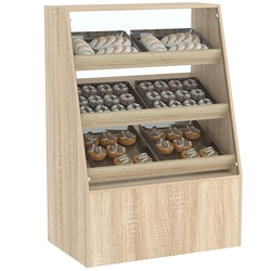 Торговый прилавок для выпечки с тремя наклонными полками под экраны серии BAKERY №2, Дуб сонома