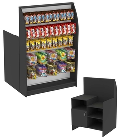 Торговый кассовый прилавок импульсных покупок высокий с широкой экономпанелью Импульс №2-4-900, Черный