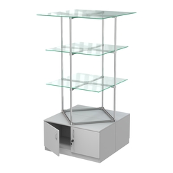 Торговые стенды Экспозиция с полками и тумбами №1 (с двумя стеклянными полками 6мм), Серый