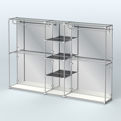 Торговая система ХРОМ (задняя стенка - зеркало) 3030 мм с тонированными полками и поручнями №4, Белый