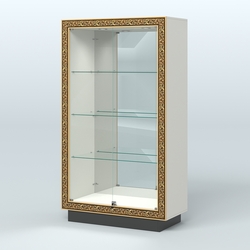 Низкая зеркальная витрина с декором НБА-7, Белый и Черный