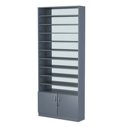 Стеллаж из ДСП с 9-ю полками 250x900 мм серии LEVEL-9 №11-2 (З/C - ЗЕРКАЛО), Темно-Серый