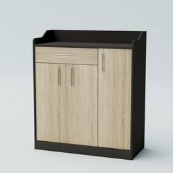 Стойка официанта "Бармен" №7, Черный + Дуб Сонома