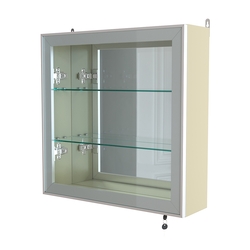 Витрина настенная №1-2А с зеркалом серии Collecto, Крем Вайс