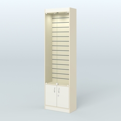 Витрина закрытая из ДСП с экономпанелью для аптеки №2-300-4, Крем Вайс + Белый