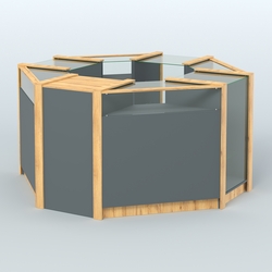 Торговый островок в стиле ЛОФТ с прозрачными фасадами №3 (4,72 кв.м), Темно-Серый  + Дуб Золотистый