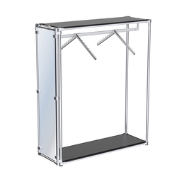 Хромированный стенд островной, торец-зеркало ZTD-12 №1-3 с полками ДСП 16 мм, Черный