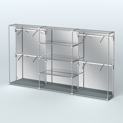 Торговая система ХРОМ (задняя стенка - зеркало) 3600 мм с зеркальными полками и поручнями №5, Темно-Серый