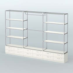 Торговая система ХРОМ без ДСП 3600 мм с тумбами Т14, полками ДСП и поручнями №1, Белый