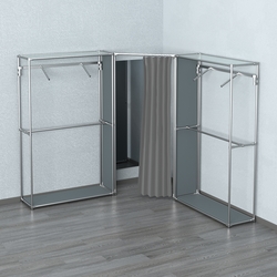 Примерочная с зеркалом из системы ХРОМ с поручнями №4-1, Темно-Серый