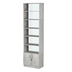 Стеллаж из ДСП с 5-ю полками 300x600 мм серии LEVEL-5 №5-1 (З/C - СТЕКЛО), Метрополитан Грей