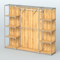 Торговая система ХРОМ (задняя стенка - ДСП) 2430 мм с полками ДСП и поручнями №11, Дуб Золотистый
