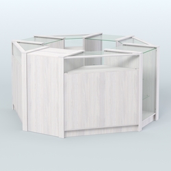 Торговый островок в стиле ЛОФТ с прозрачными фасадами №3 (4,72 кв.м), Ясень Анкор светлый