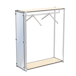Хромированный стенд островной, торец-зеркало ZTD-12 №1-3 с полками ДСП 16 мм, Крем Вайс