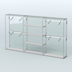 Торговая система ХРОМ (задняя стенка - стекло) 3600 мм с полками ДСП и поручнями №5, Серый