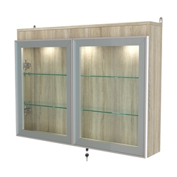 Витрина настенная №3-3А широкая с двумя полками и фризом серии Collecto, Дуб Сонома